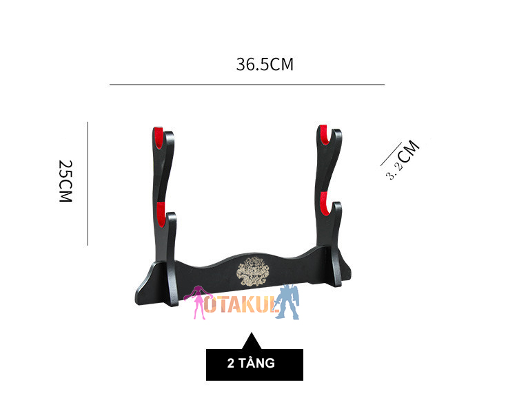 Giá Để Kiếm Gỗ Lót Nhung 1 Tầng Hình Rồng Mạ Vàng
