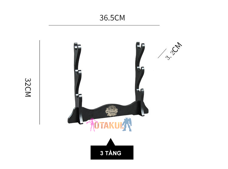 Giá Để Kiếm Gỗ Lót Nhung 1 Tầng Hình Rồng Mạ Vàng