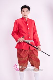 Đồ Nam Thái Tone Đỏ Tươi - Quần Gấm Đỏ