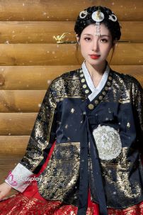 Hanbok Hoàng Cung Hàn Quốc - Áo Đen Váy Đỏ