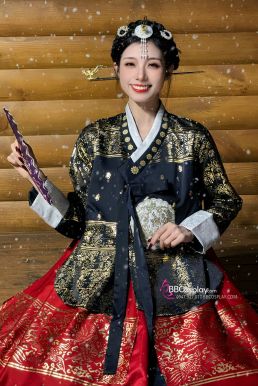 Hanbok Hoàng Cung Hàn Quốc - Áo Đen Váy Đỏ