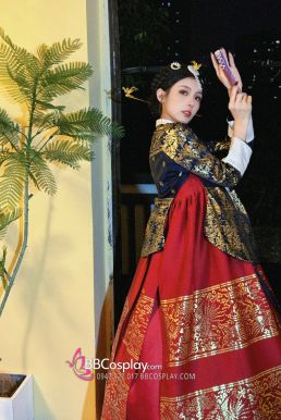 Hanbok Hoàng Cung Hàn Quốc - Áo Đen Váy Đỏ