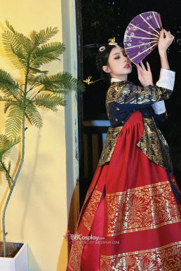 Hanbok Hoàng Cung Hàn Quốc - Áo Đen Váy Đỏ