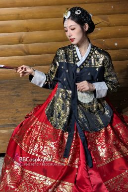 Hanbok Hoàng Cung Hàn Quốc - Áo Đen Váy Đỏ