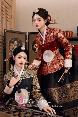 Hanbok Hoàng Cung Hàn Quốc - Áo Đen Váy Đỏ