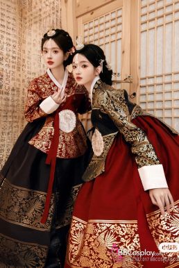 Hanbok Hoàng Cung Hàn Quốc - Áo Đen Váy Đỏ