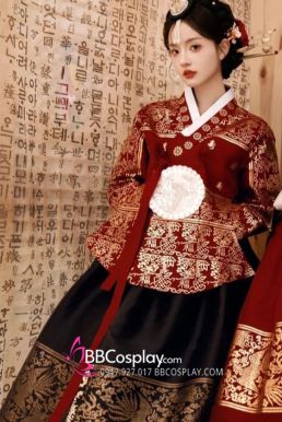 Hanbok Hoàng Cung Hàn Quốc - Áo Đen Váy Đỏ