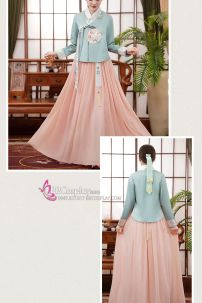 Hanbok Cao Cấp Chuẩn Hàn Chất Lụa Mềm Xanh Mint