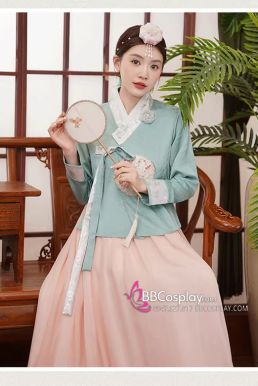 Hanbok Cao Cấp Chuẩn Hàn Chất Lụa Mềm Xanh Mint