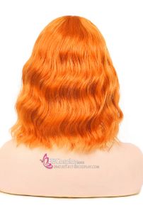 Tóc Giả Ngắn Mái Ngang Màu Cam Sáng