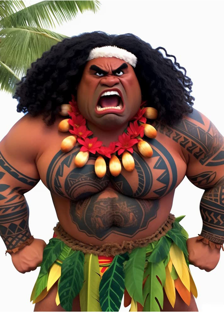 Tóc Đen Xoăn Dài - Cosplay Moana - Maui