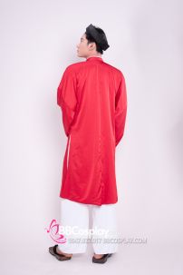 Đồ Áo Ngũ Thân Đỏ Tay Thụng Viền Cổ Trắng Lót Đỏ