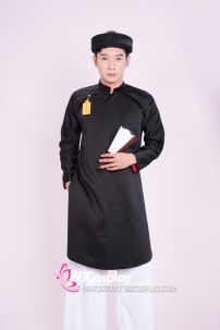 Đồ Thầy Nho Thời Xưa Mẫu Áo Tấc Tay Chẽn Màu Đen Lót Đỏ