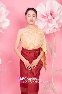 Đồ Thái Lan Choàng Nhũ Vàng - Saron Gấm Đỏ