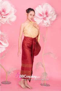 Đồ Thái Lan Choàng Nhũ Vàng - Saron Gấm Đỏ