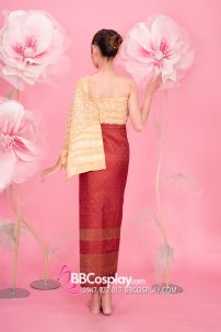 Đồ Thái Lan Choàng Nhũ Vàng - Saron Gấm Đỏ