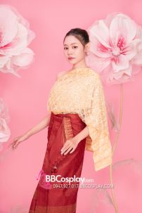 Đồ Thái Lan Choàng Nhũ Vàng - Saron Gấm Đỏ