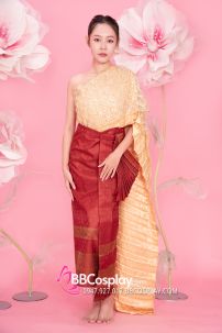 Đồ Thái Lan Choàng Nhũ Vàng - Saron Gấm Đỏ