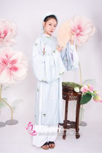 Đồ Áo Tấc Tay Thụng Thêu Hoa Màu Xanh Ngọc