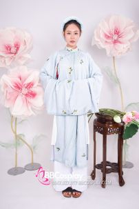 Đồ Áo Tấc Tay Thụng Thêu Hoa Màu Xanh Ngọc