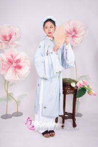 Đồ Áo Tấc Tay Thụng Thêu Hoa Màu Xanh Ngọc