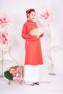 Đồ Bà Hội Đồng - Áo Tấc Tay Chẽn Đỏ Viền Trắng