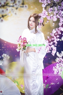 Kimono Trắng Gấm