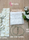 Kimono Trắng Gấm Hoa Quỳnh