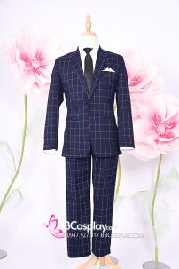 Vest Chú Rể Xanh Đen Caro Lớn