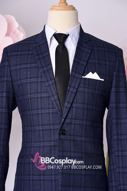 Vest Chú Rẻ Xanh Navy Caro Kép