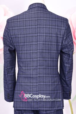 Vest Chú Rẻ Xanh Navy Caro Kép