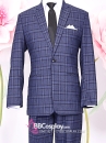 Vest Chú Rể Xanh Navy Caro Kép