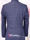 Vest Chú Rể Xanh Navy Caro Kép
