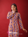 Áo Dài Cô Ba Sài Gòn Tím Chấm Bi Tím Cam
