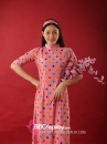 Áo Dài Cô Ba Sài Gòn Hồng Chấm Bi - Cô Giáo Em Cười Xinh Xinh
