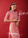 Áo Dài Cô Ba Sài Gòn Hồng Chấm Bi - Cô Giáo Em Cười Xinh Xinh