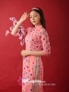 Áo Dài Cô Ba Sài Gòn Hồng Chấm Bi - Cô Giáo Em Cười Xinh Xinh