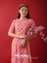 Áo Dài Cô Ba Sài Gòn Hồng Chấm Bi - Cô Giáo Em Cười Xinh Xinh