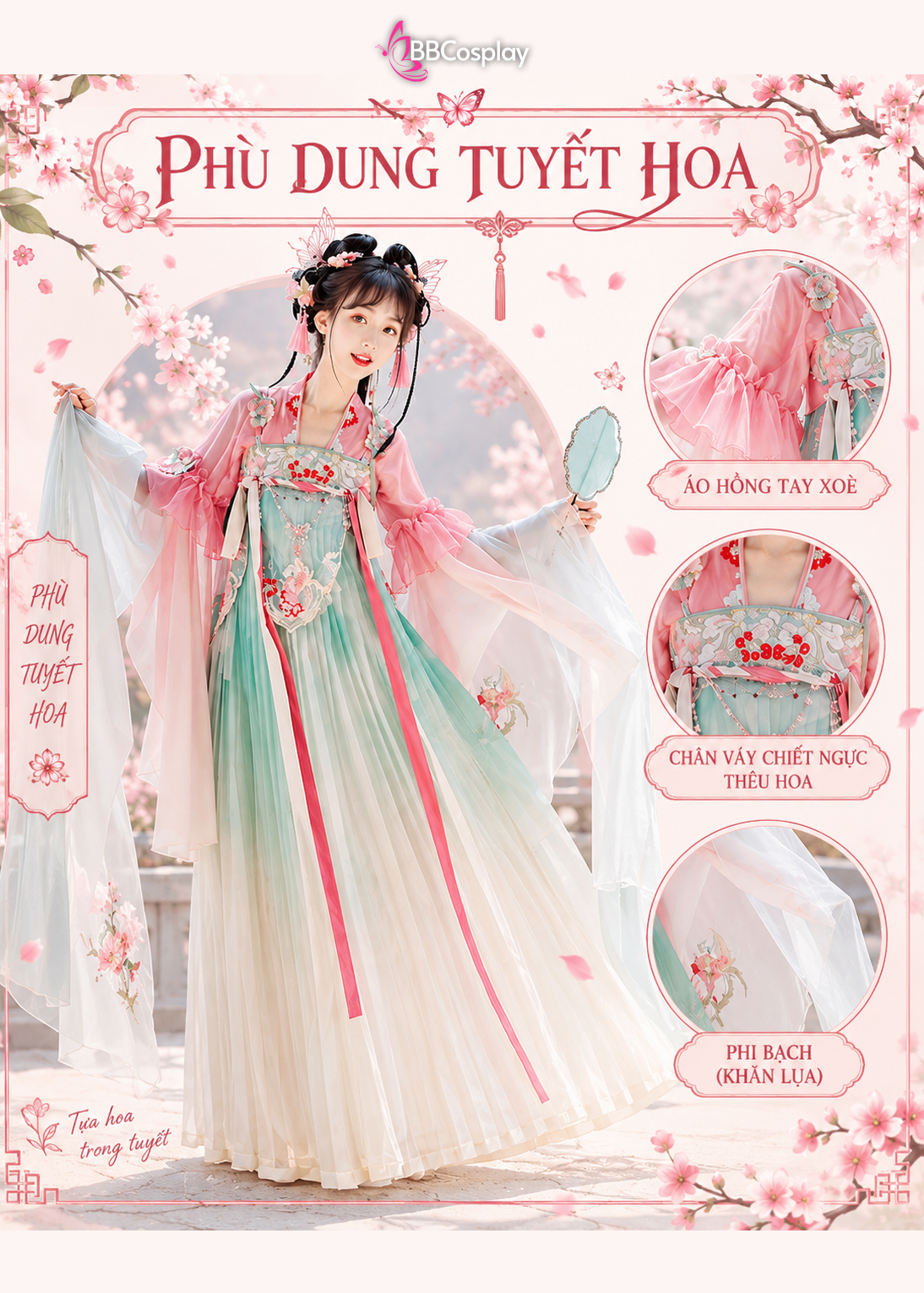 Trang Phục Cổ Trang Hằng Nga Phù Dung Tuyết Hoa