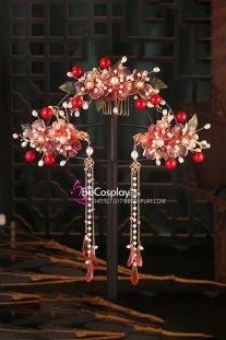 Bộ Trâm Cài Hằng Nga 5 Món Đỏ Thạch Anh