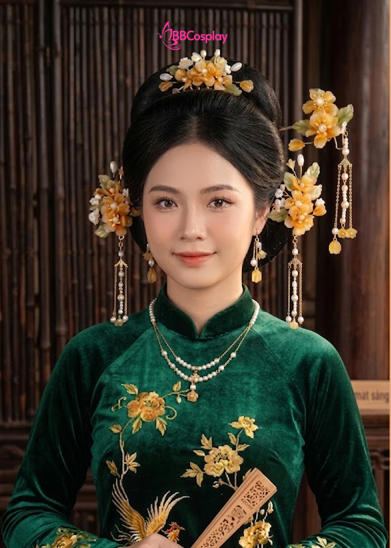 Bộ 6 Món Trâm Cài Tóc Cổ Trang Hoa Vàng Tansy