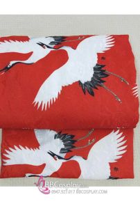 Obi Nagoya - Thắt Lưng Nhật Dạng Gối Màu Đỏ Hạc Bay