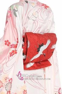 Obi Nagoya - Thắt Lưng Nhật Dạng Gối Màu Đỏ Hạc Bay