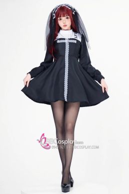 Trang Phục The Nun Lolita Gothic Tay Phồng Váy Xoè