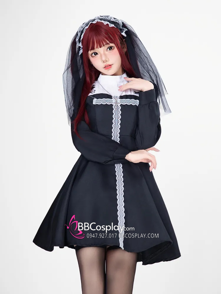 Trang Phục The Nun Lolita Gothic Tay Phồng Váy Xoè