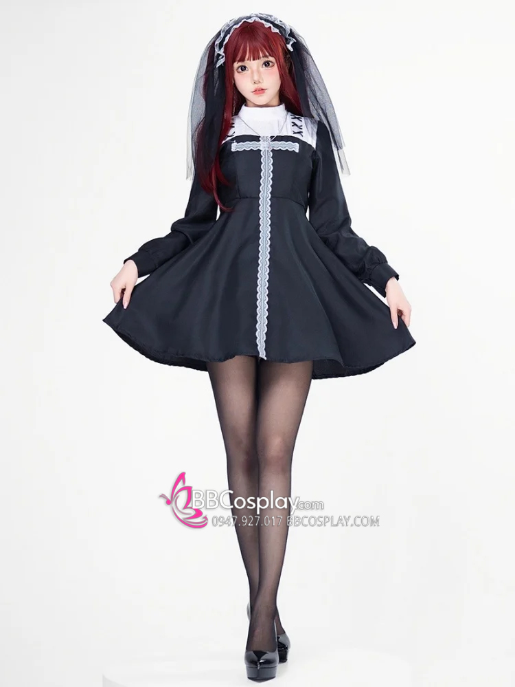 Trang Phục The Nun Lolita Gothic Tay Phồng Váy Xoè