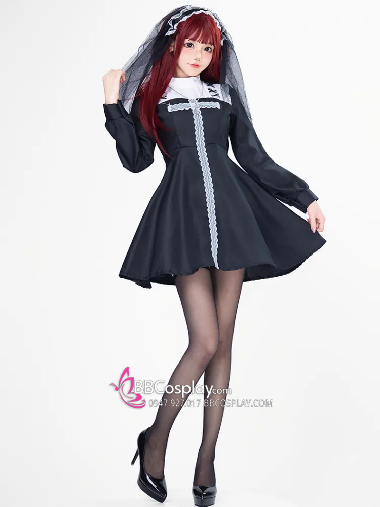 Trang Phục The Nun Lolita Gothic Tay Phồng Váy Xoè