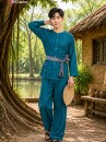 Trang Phục Bà Ba Nam Xanh Cổ Vịt - Chú Cuội Xanh Cổ Vịt