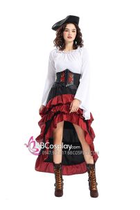 Trang Phục Hoá Trang Hải Tặc Nữ Cướp Biển Hoa Hồng - Màu Đỏ Trắng
