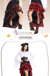 Trang Phục Hoá Trang Hải Tặc Nữ Cướp Biển Hoa Hồng - Màu Nâu Áo Kem